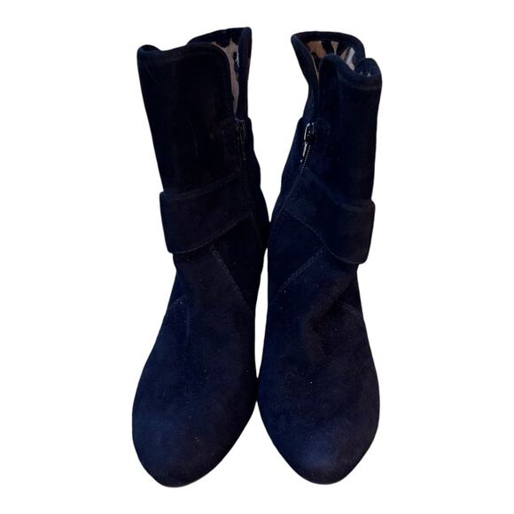 Vaneli Black Suede Heeled Ankle Bootie Zip Close Buckle Accent Animal Print Sz7N - Picture 3 of 14